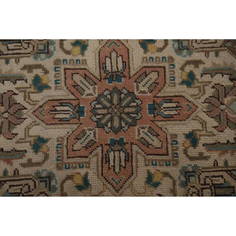 Hand Knotted Oriental 100% Wool Carpet Traditional Medallion Pink Tabriz Area Rug - 9' 7'' X 6' 4''