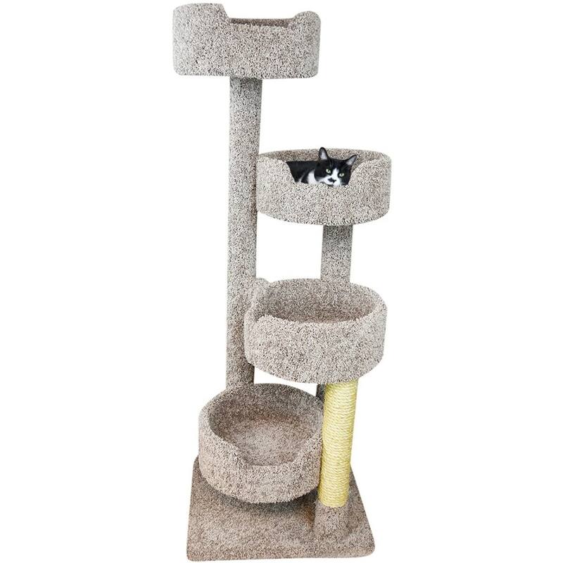 Large Cat Tower with Four Spacious Easy-to-Access Perches and Sturdy Base for Playful Indoor Cats
