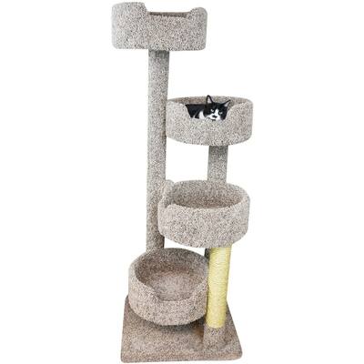 Large Cat Tower with Four Spacious Easy-to-Access Perches and Sturdy Base for Playful Indoor Cats