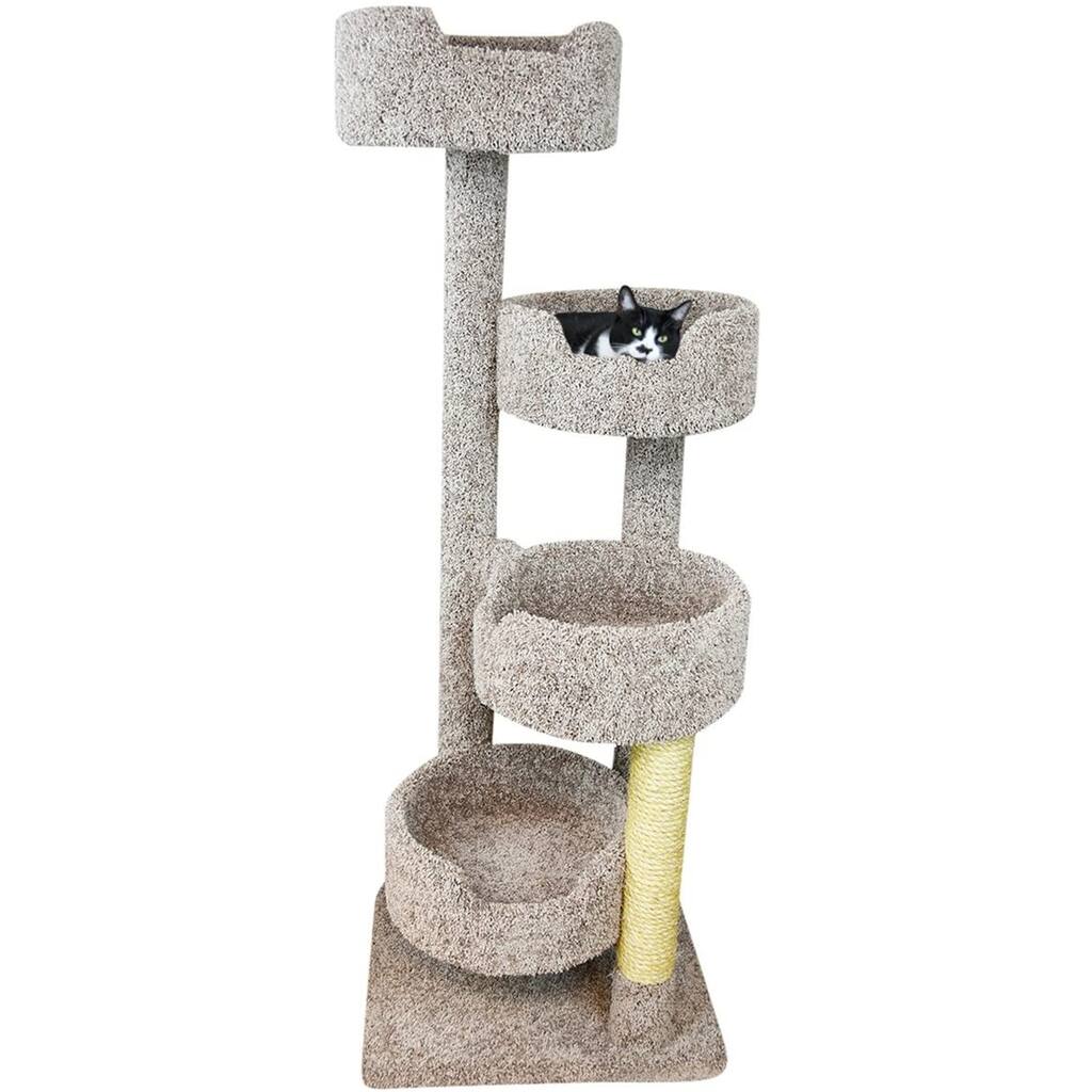 Large Cat Tower with Four Spacious Easy-to-Access Perches and Sturdy Base for Playful Indoor Cats