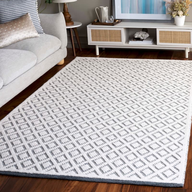 SAFAVIEH Handmade Vermont Latrice Wool Rug - 8' x 10' - Ivory/Blue