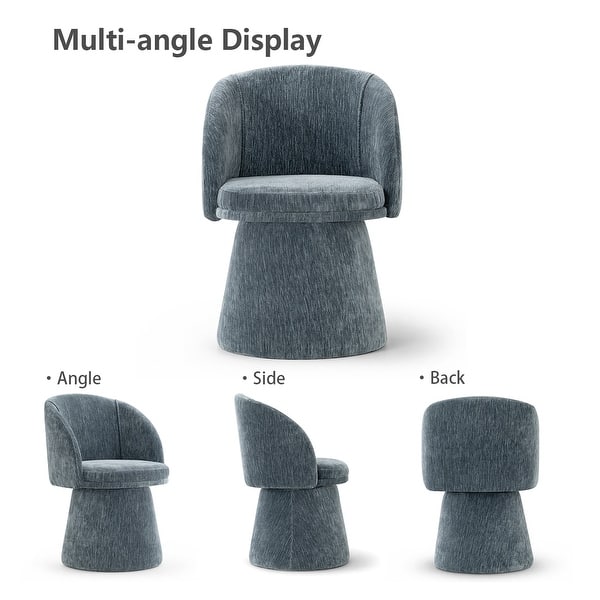 dimension image slide 7 of 8, 21.5" Wide Upholstered Swivel Barrel Vanity Stool with Pedestal Base