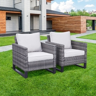 2-Piece Wicker Outdoor Seating Rattan Chair with Cushion