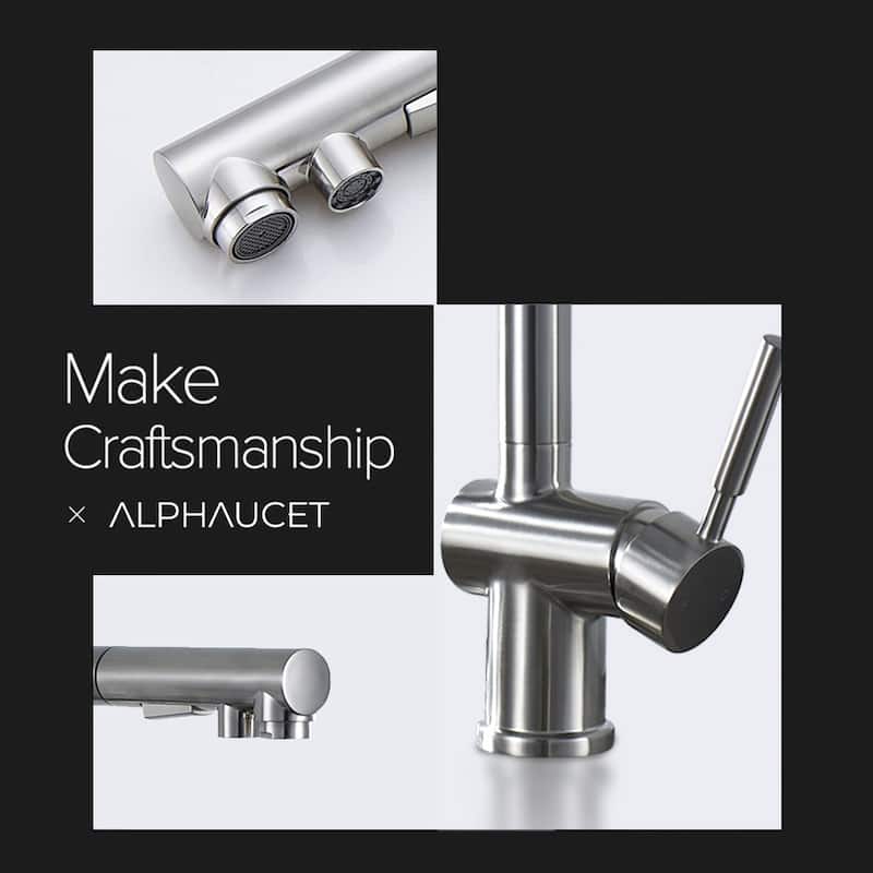 ALPHAUCET Single Handle Pull-Out Sprayer Kitchen Faucet