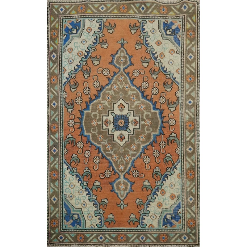 Hand Knotted Oriental 100% Wool Carpet Traditional Floral Oranges & Rust Tabriz Area Rug - 4' 8'' X 3' 1''