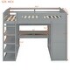 preview thumbnail 48 of 78, Twin/Full Size Loft Bed with Bulit-in Desk and Wardrobes, Solid Wood Kids Loft Bedframe with 4 Drawers and Storage Shelves