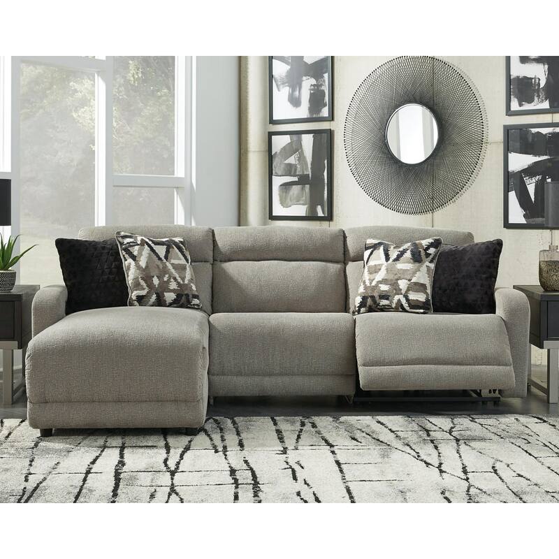 Signature Design by Ashley Colleyville Gray 3-Piece Power Reclining Sectional with Chaise - 108"W x 65"D x 39"H