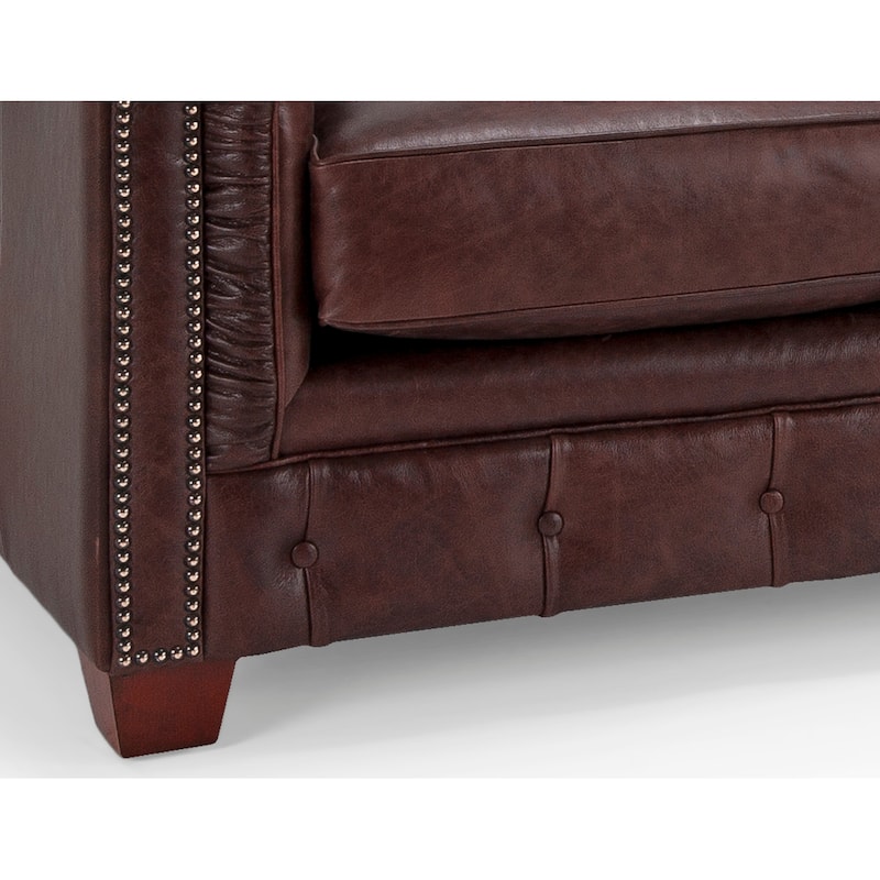 Hancock Tufted Top Grain Italian Leather Chesterfield Sofa - 31" H x 86" W x 40" D