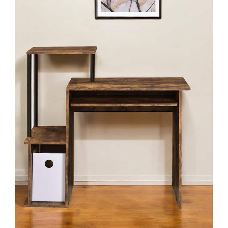 37" Brown and Black Computer Desk - Brown