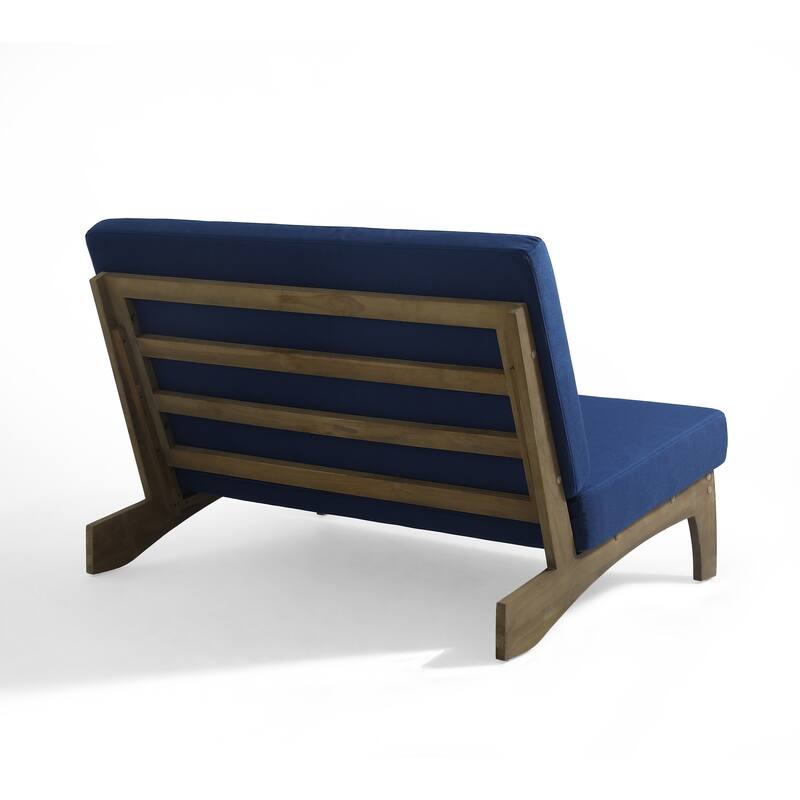 2-Piece Outdoor Teak Wood Loveseat Patio Set with Side Table