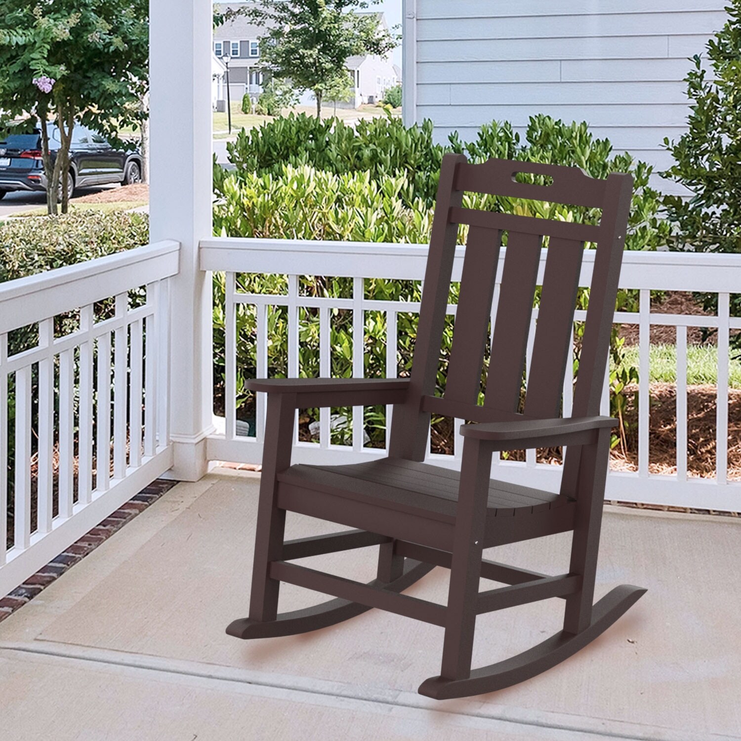 Presidential Rocking Chair HDPE Rocking Chair Fade Resistant Porch Rocker Chair All Weather Waterproof for Gray