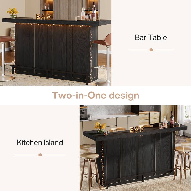 70.9-Inch 4-Tier Bar Table, Large Wooden Home Bar Unit