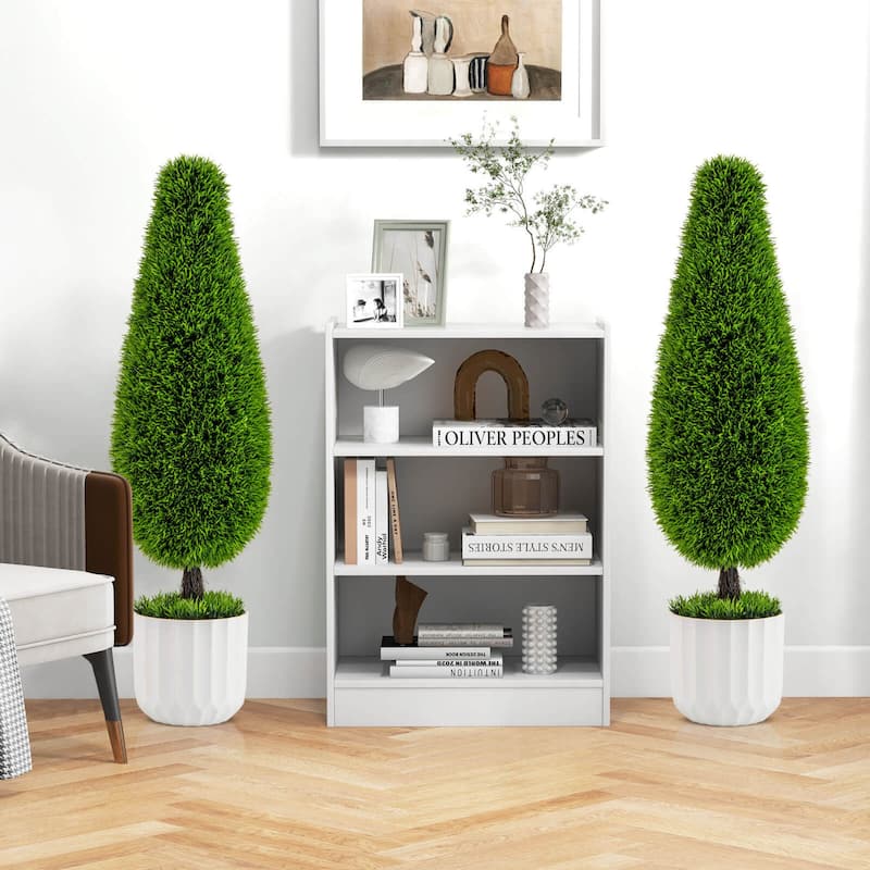 3 FT Artificial Cedar Teardrop Shaped Topiary Tree 2 Pack Potted Décor