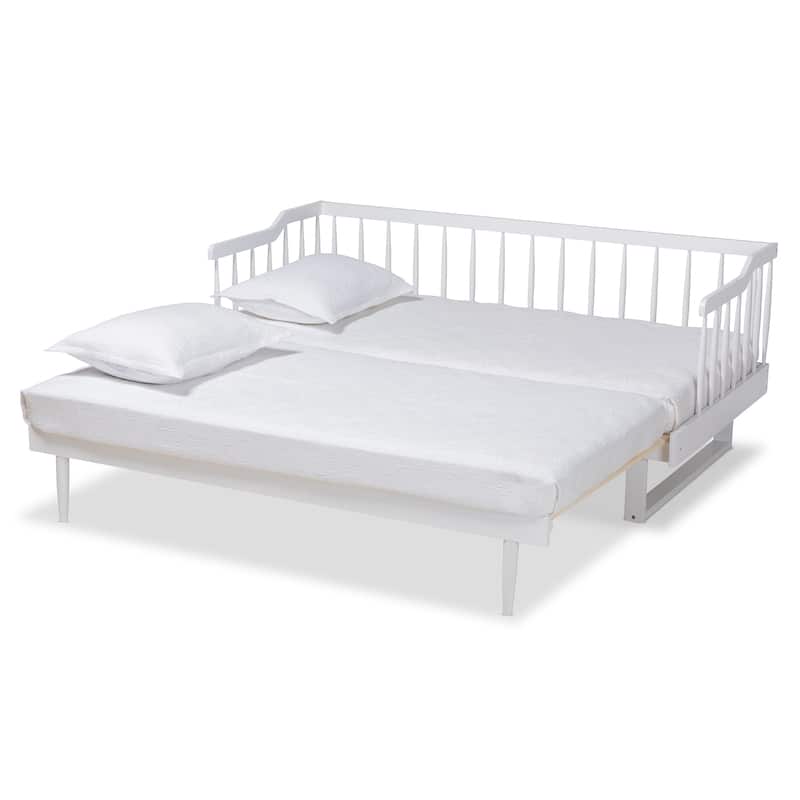 Muriel Modern and Transitional Expandable Twin to King Spindle Daybed