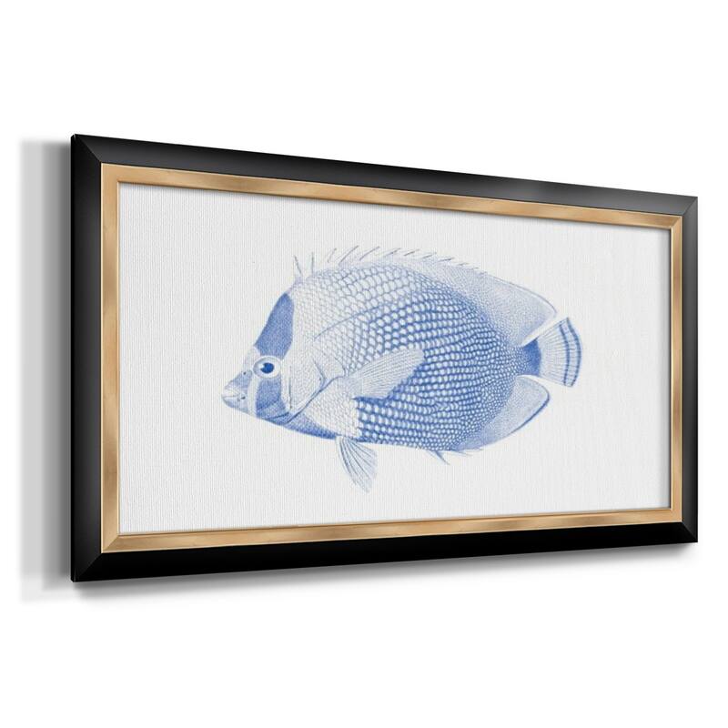 Blue & White Tropical Fish VI Premium Framed Canvas- Ready to Hang