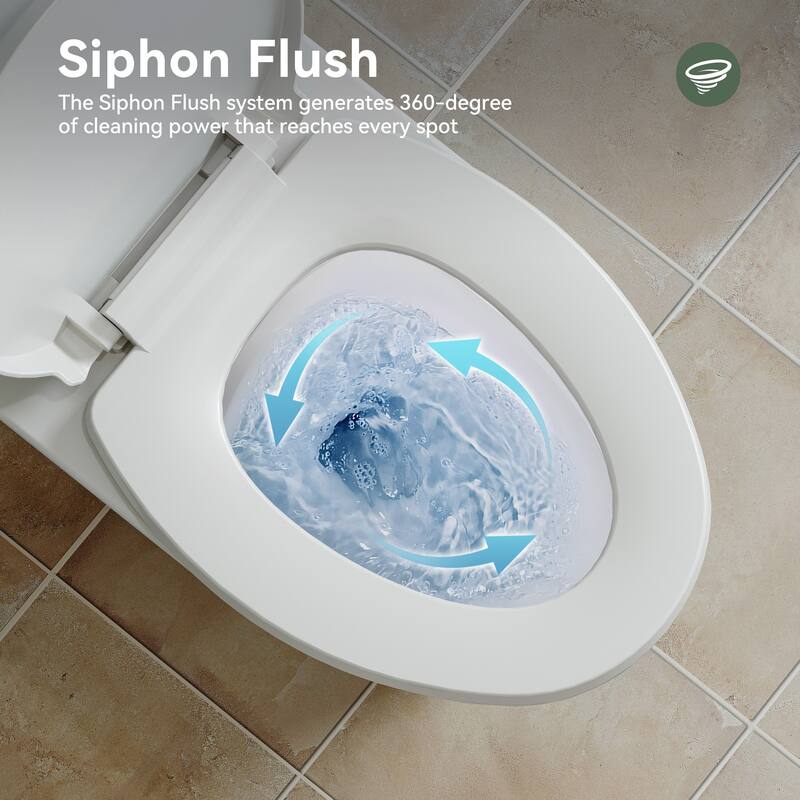 HOROW 1 Piece Compact Elongated ADA Height Dual Flush Toilet White 0.8 1.26 GPF 1000g Flush Seat Included