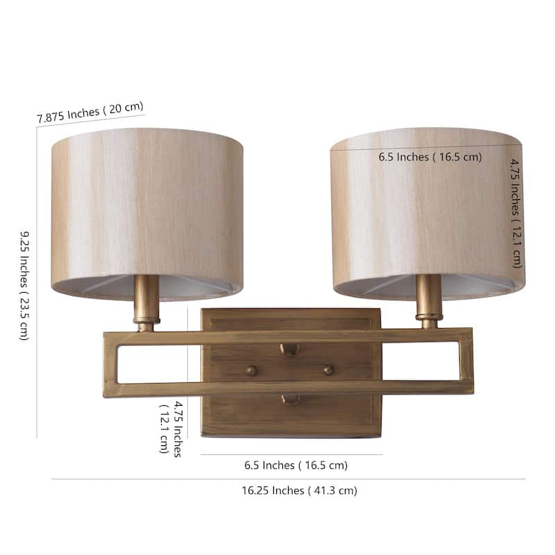 SAFAVIEH Lighting Chantal 2-Light Catena Gold Sconce - 16.25"x7.875 x9.25 - Antique Gold - 16Wx8Dx9H