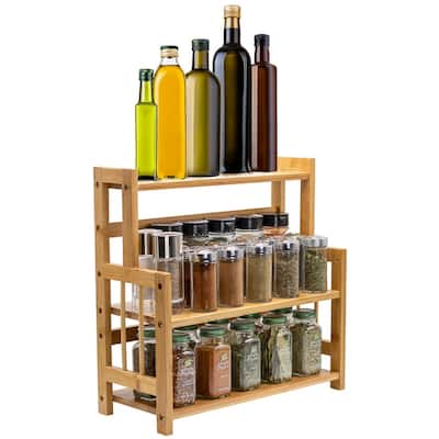 Sorbus Cleaning Supplies Countertop Organizer Bamboo Wooden Counter Storage Shelf Rack For Bathroom and Laundry - Brown