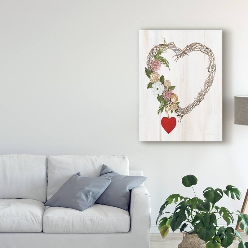 Kathleen Parr Mckenna 'Rustic Valentine Heart Wreath I' Canvas Art
