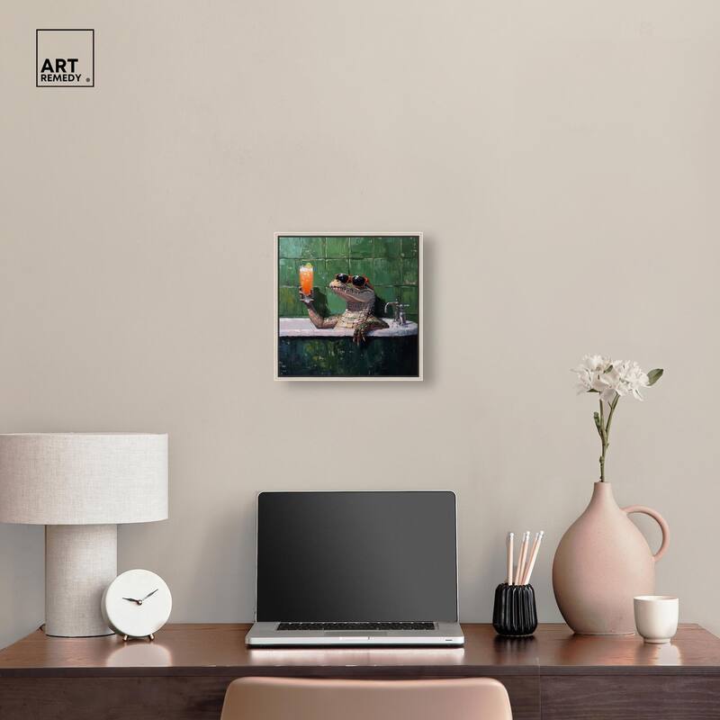 Cocktail Croc I Canvas by Art Remedy