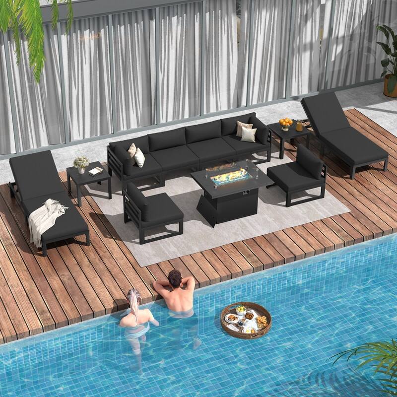 FINCATI Aluminum Outdoor Patio Furniture Conversation Sectional Sofa Set