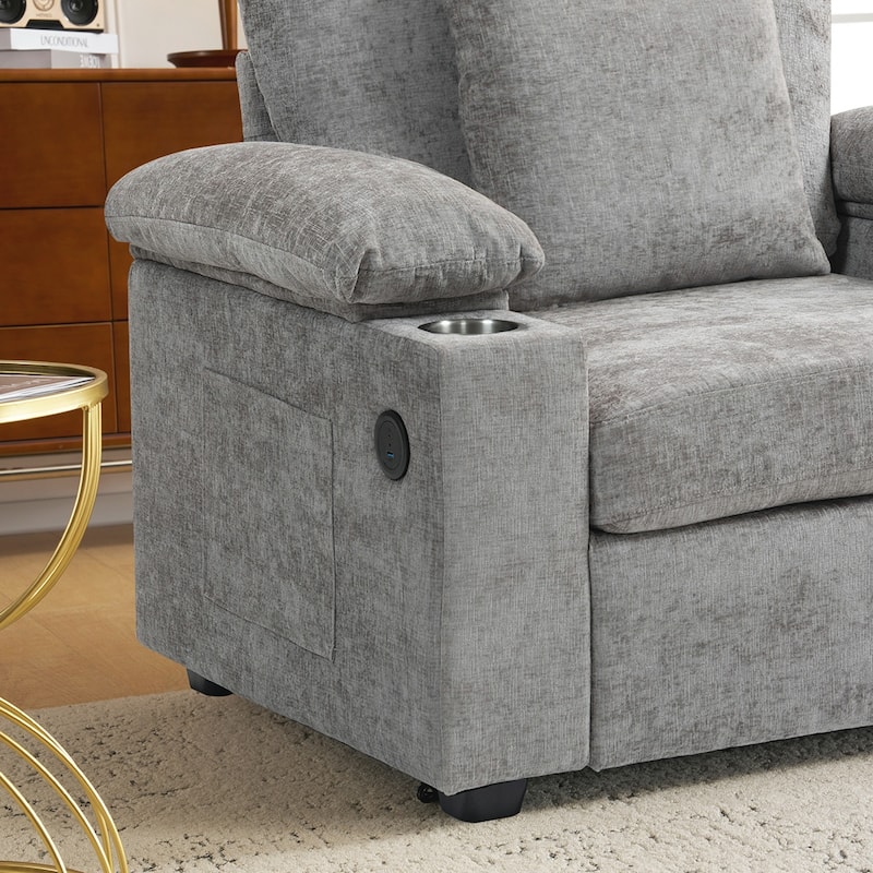 USB Charging Ports Oversized Arm Chair With Ottoman
