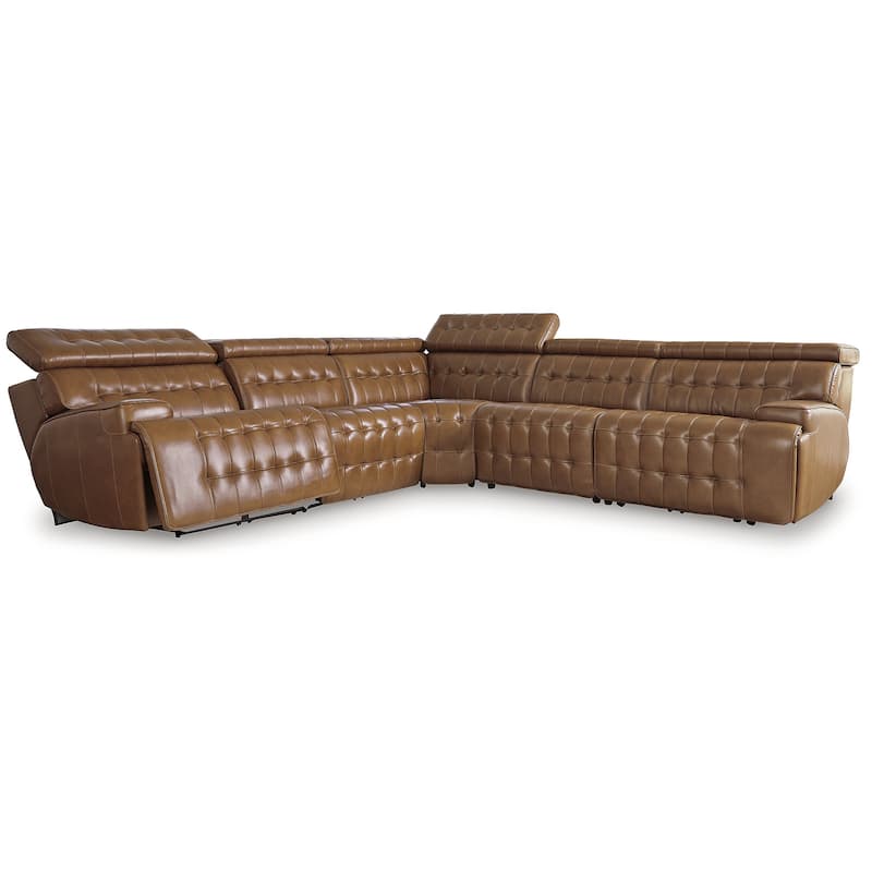 Signature Design by Ashley Temmpton Medium Brown 5-Piece Power Reclining Sectional - 110"W x 110"D x 34"H