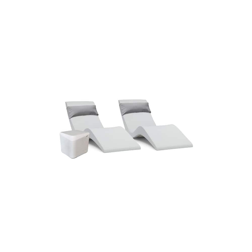 Aqua Outdoors inPool Chaise Set-Two Chaises-Two Pillows-One Small in Pool Side Table - ledges up to 9"in Deep