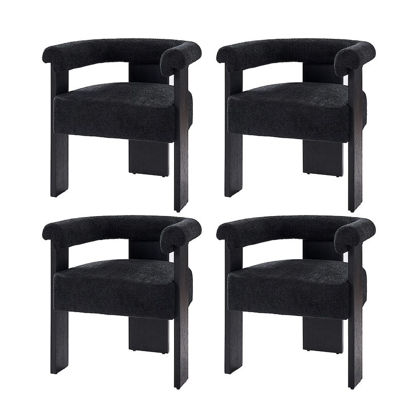 Georg Modern Boucle Dining Chair with Solid Wood Legs Set of 4 by HULALA HOME
