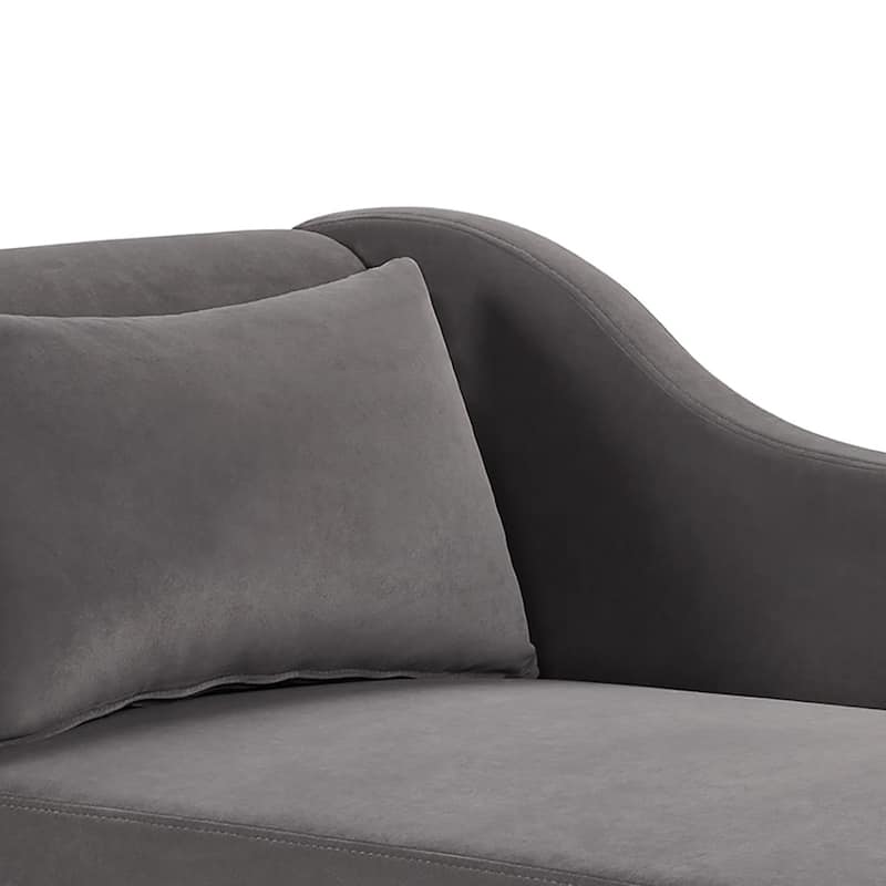 Mid-Century Vintage Velvet Upholstered Leisure Chaise Lounge with a Pillow