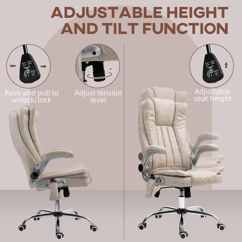 High Back Vibration Massage Office Chair Heated Computer Chair with Flip-up Armrest, Adjustable Height, for Office