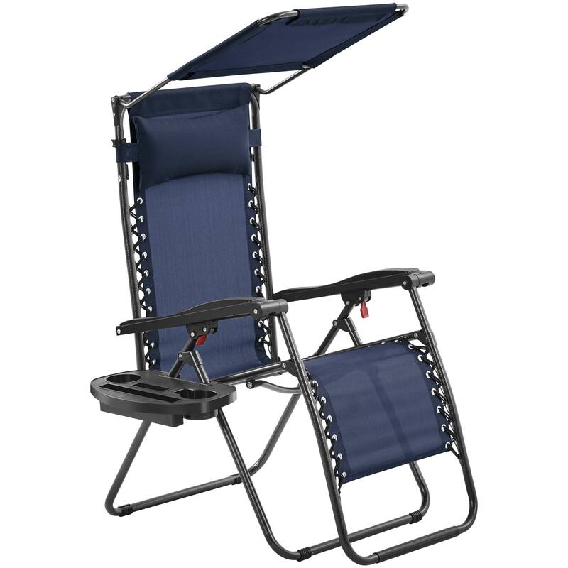Yaheetech 26in Outdoor Zero Gravity Chair Patio Lounge Camping Chair with Sunshade