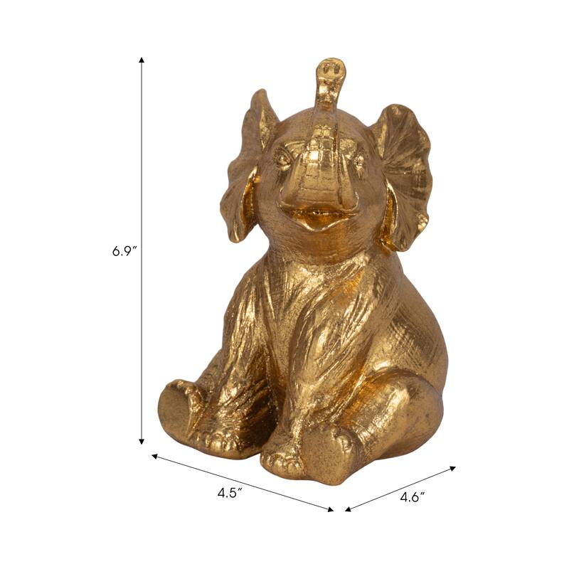 Sagebrook Home Polyresin Gold Figurines Elephant