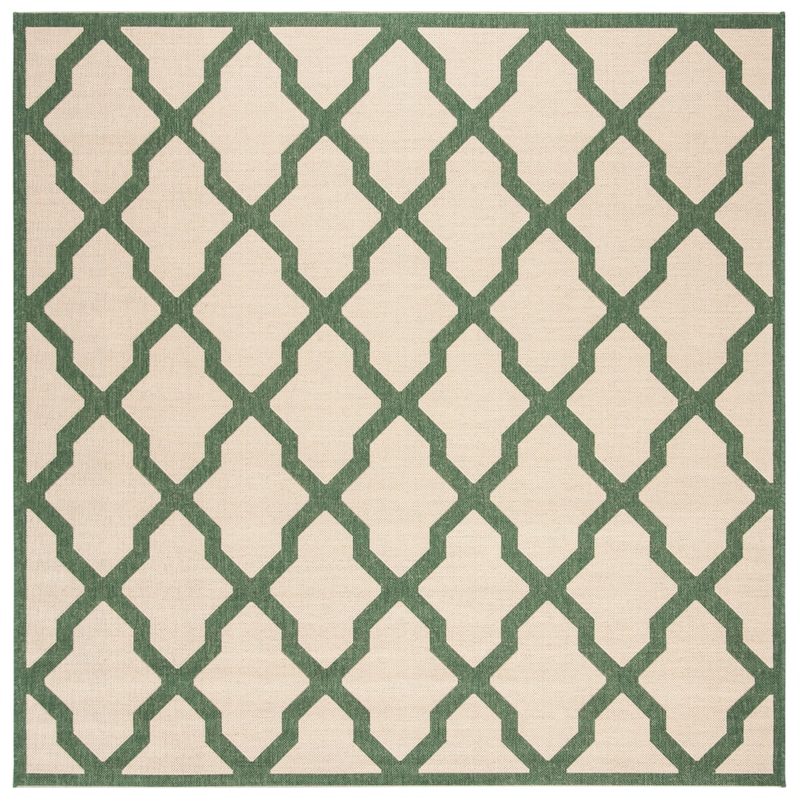 SAFAVIEH Beach House Petrona Indoor/ Outdoor Waterproof Patio Backyard Rug - 6'7" Square - Cream/Green
