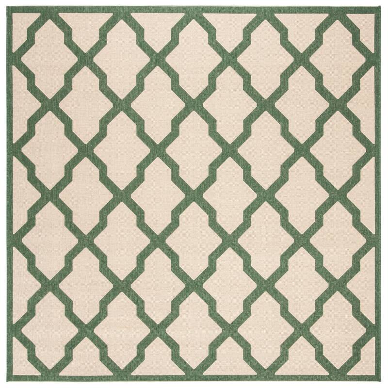 SAFAVIEH Linden Shirleyann Trellis Indoor/ Outdoor Patio Backyard Rug - 6'7" Square - Cream/Green