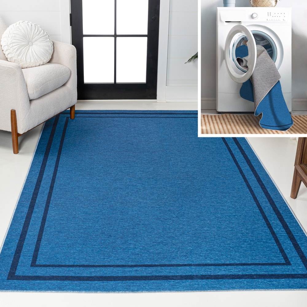 JONATHAN Y Ainsley Classic 2-Stripe Border Washable Area Rug