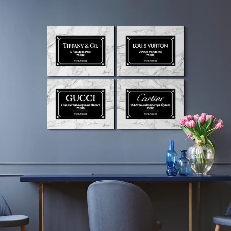 "Prestige Brand"Frameless Free Floating Reverse Printed Tempered Glass Wall Art Set of 4