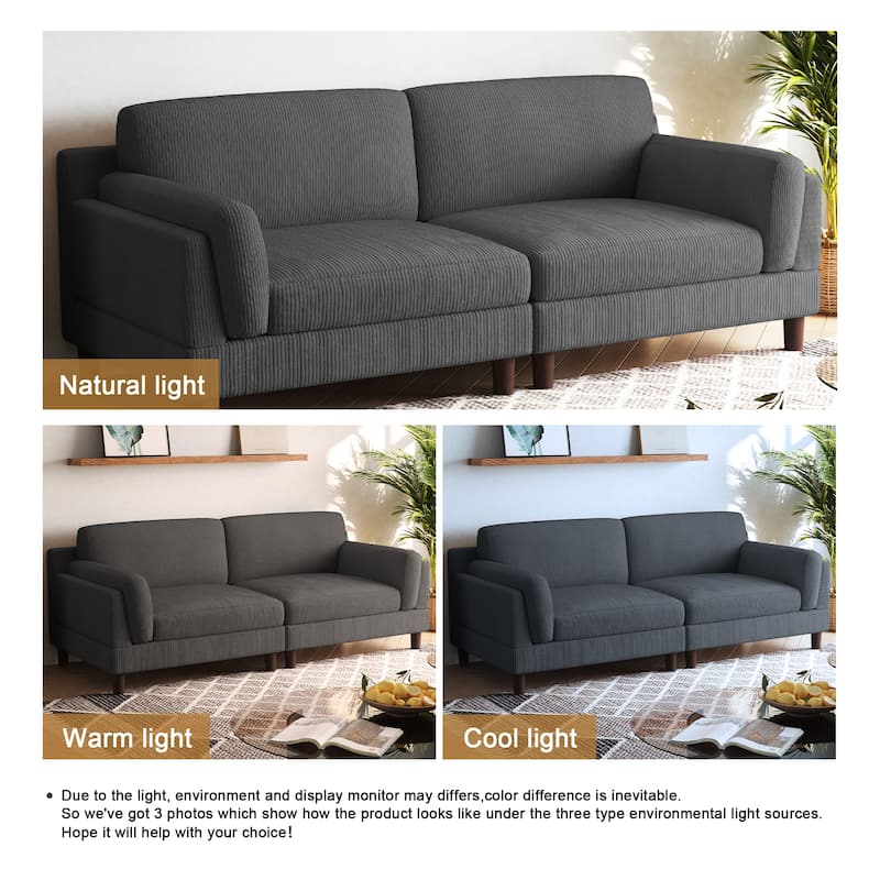 Modern 90" inch Sofa Comfy Corduroy Deep Seats Sofa