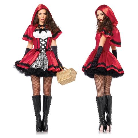 Womens Sexy Gothic Red Riding Hood Storybook Costuume
