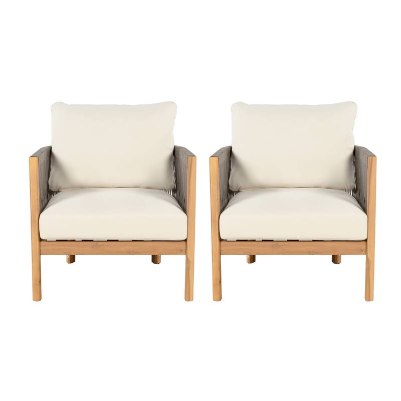 Christopher Knight Home - Valencia Acacia Wood Patio Club Chair with Woven Rope Accents