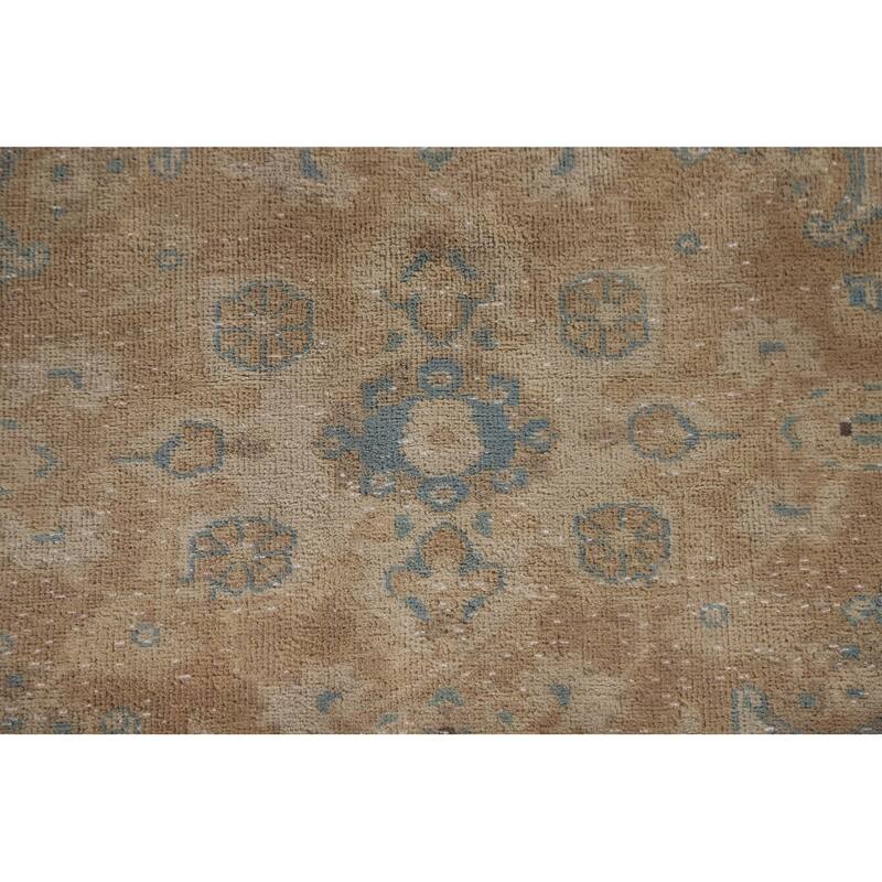 Hand Knotted Oriental 100% Wool Carpet Traditional Floral Beige & Ivories Kashan Area Rug - 10' 9'' X 7' 4''