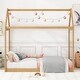 preview thumbnail 3 of 25, Twin Size Sturdy Durable Wooden House Bed, Wood Color