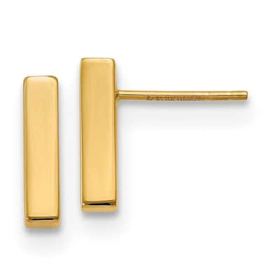 Curata 14k Yellow Gold Polished 3mmx 12.5mm Post Bar Earrings