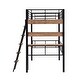 preview thumbnail 11 of 10, Minimalist Design Full Size Metal Loft Bed with Built-In Ladder,Desk and Storage Shelf Under-Bed,Full-Length Guardrail