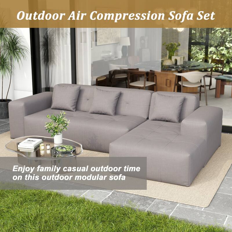Outdoor Upholstered Chaise Modular Sectional Sofa Set