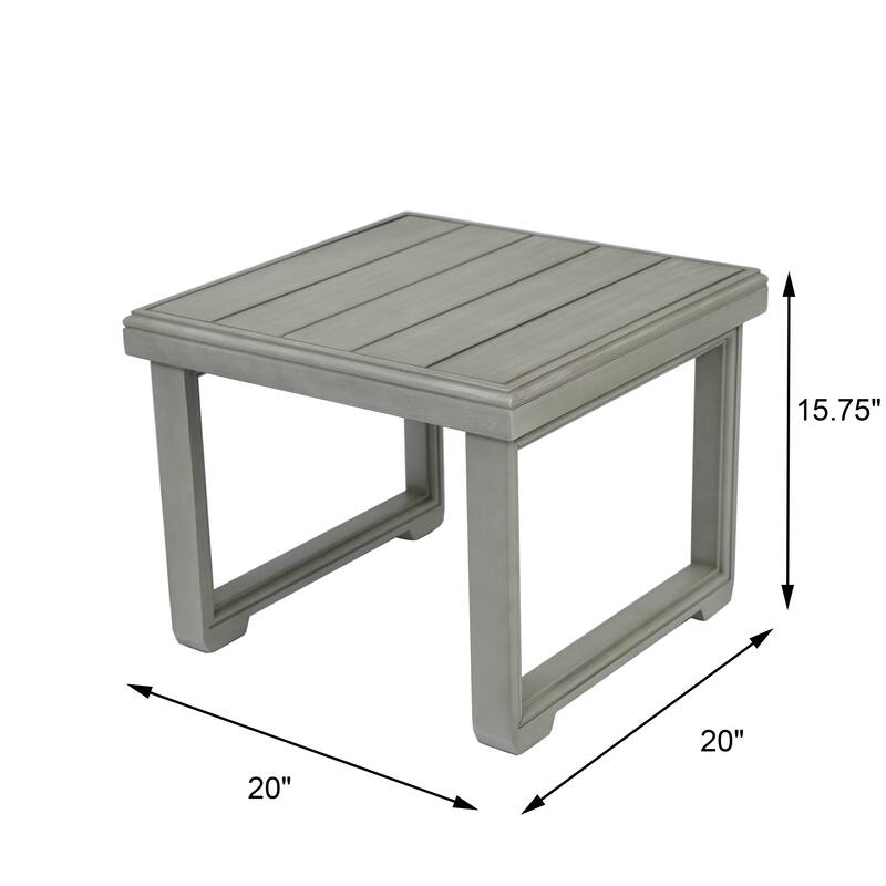 Roomfitters Outdoor Patio Side Table with Modern Wood Look, Weather-Resistant Frame, Light Grey