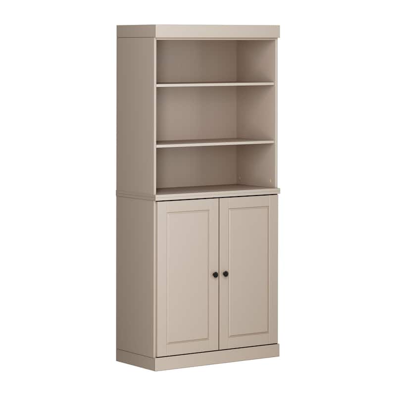 Palace Imports Solid Wood 6-Shelf Bookcase, Raised Panel Doors, Adjustable Shelves