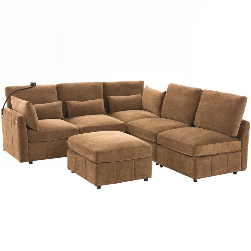 Modern Sectional Sofa Modular Sofa 85.4" U-shaped Sofa Couch Sofa Bed L-shaped Sofa with a Movable Ottoman
