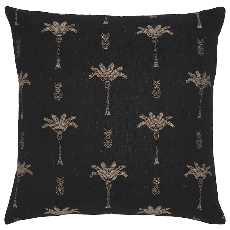 SAFAVIEH Home Reya Cotton/Viscose Lumbar Pillow - Black/Natural - 20 x 20-inch Square