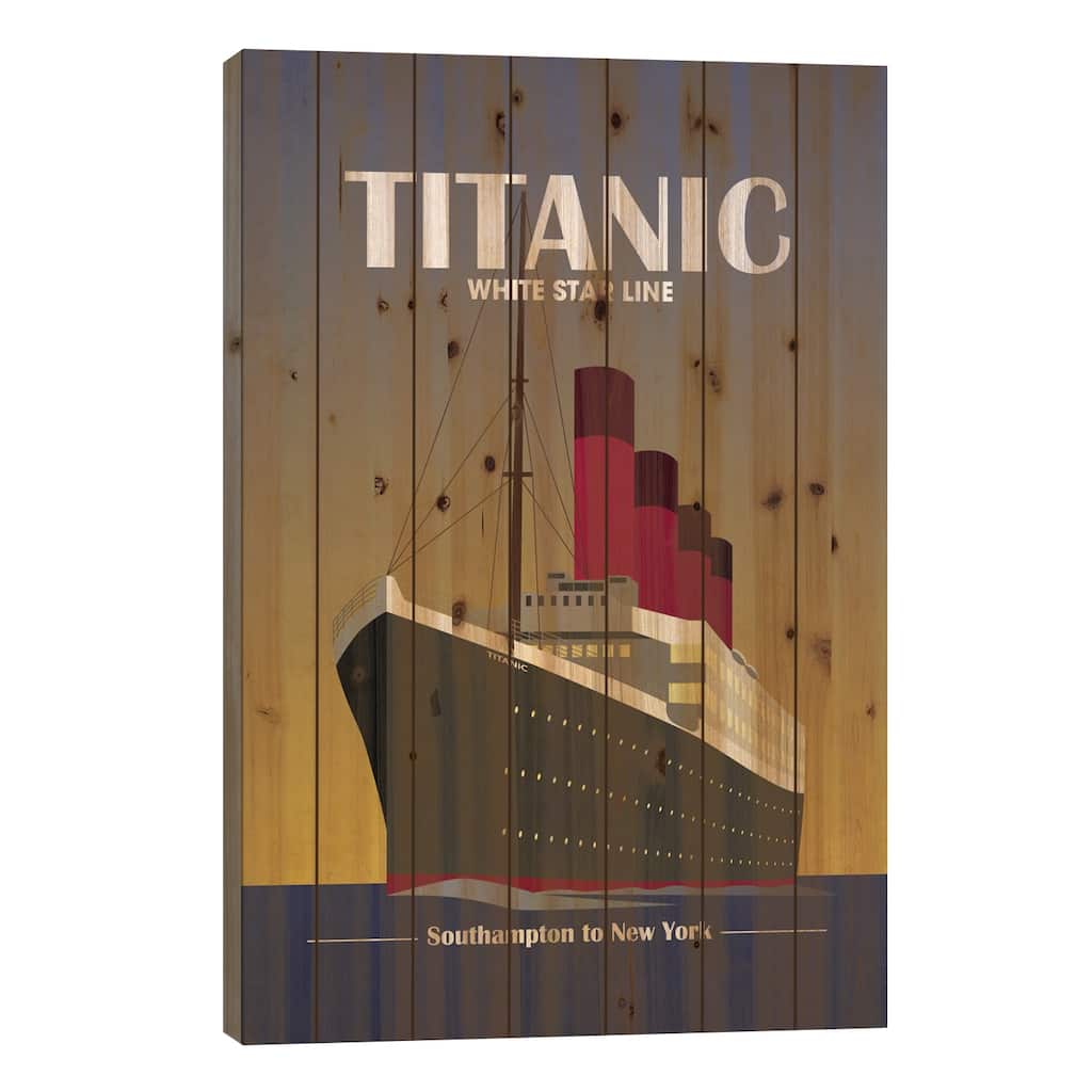 Titanic Ocean Liner Art Deco Print On Wood by Michael Tompsett - Multi-Color